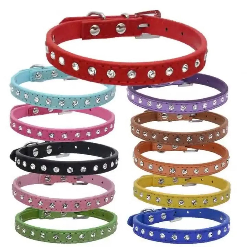 Adjustable Rhinestone Leather Pet Collar_CWMM5980