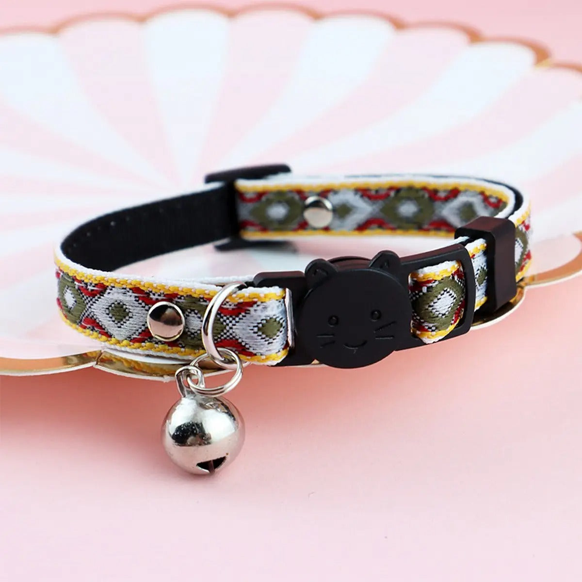 Colorful woven cat&dog collar (with bell tassel)_CWMM5968