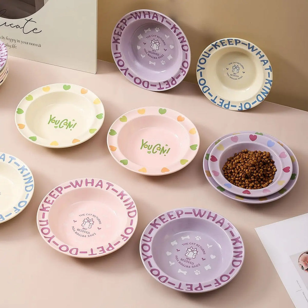 Cartoon Ceramic Pet Bowl with Edge Guard_CWMM5933