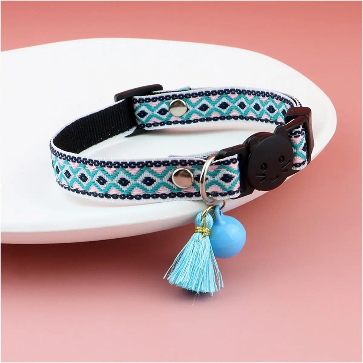 Colorful woven cat&dog collar (with bell tassel)_CWMM5968