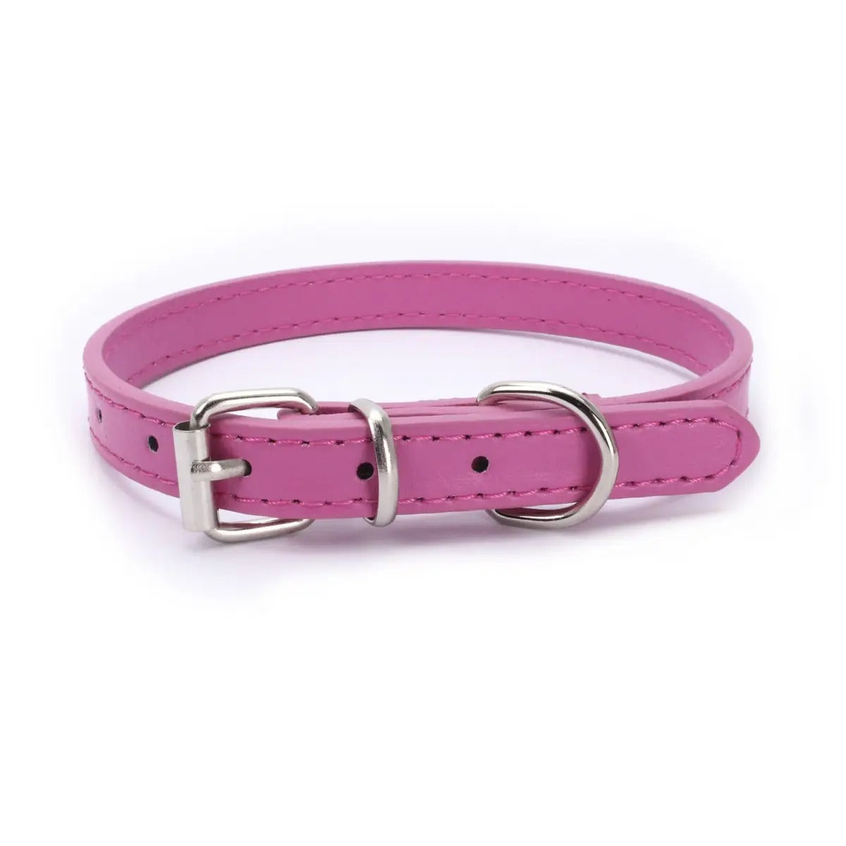 Minimalist Metal Buckle Solid Color Dog Collar_CWMM5975