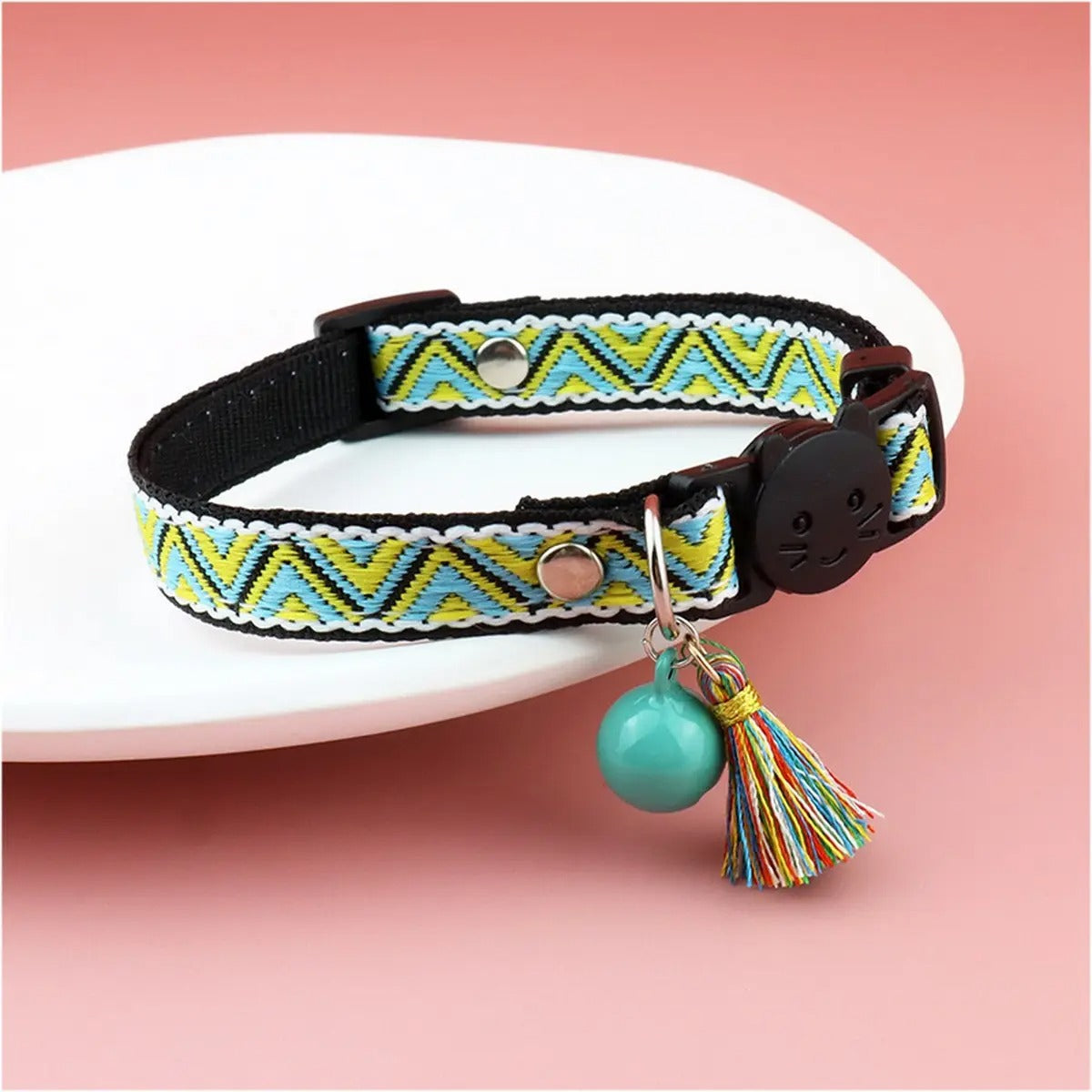 Colorful woven cat&dog collar (with bell tassel)_CWMM5968