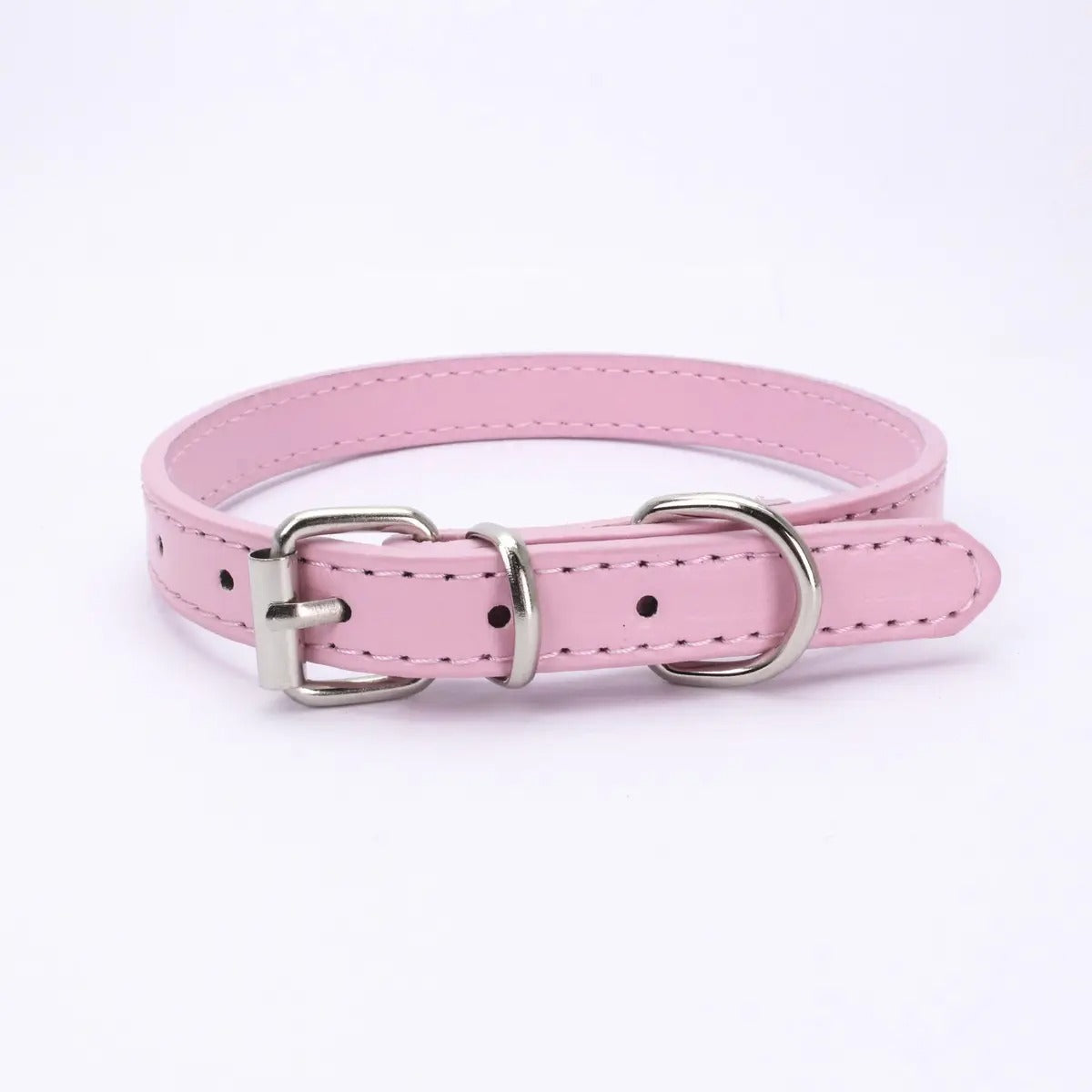 Minimalist Metal Buckle Solid Color Dog Collar_CWMM5975