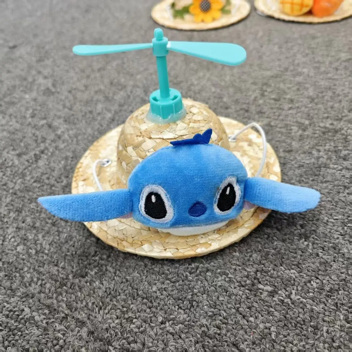 Handmade Straw Hat with Bamboo Prop for Dogs Cats_CWAH3715