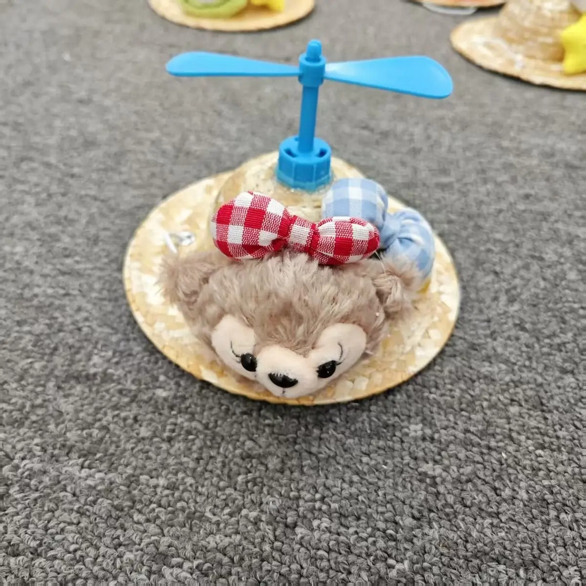 Handmade Straw Hat with Bamboo Prop for Dogs Cats_CWAH3715
