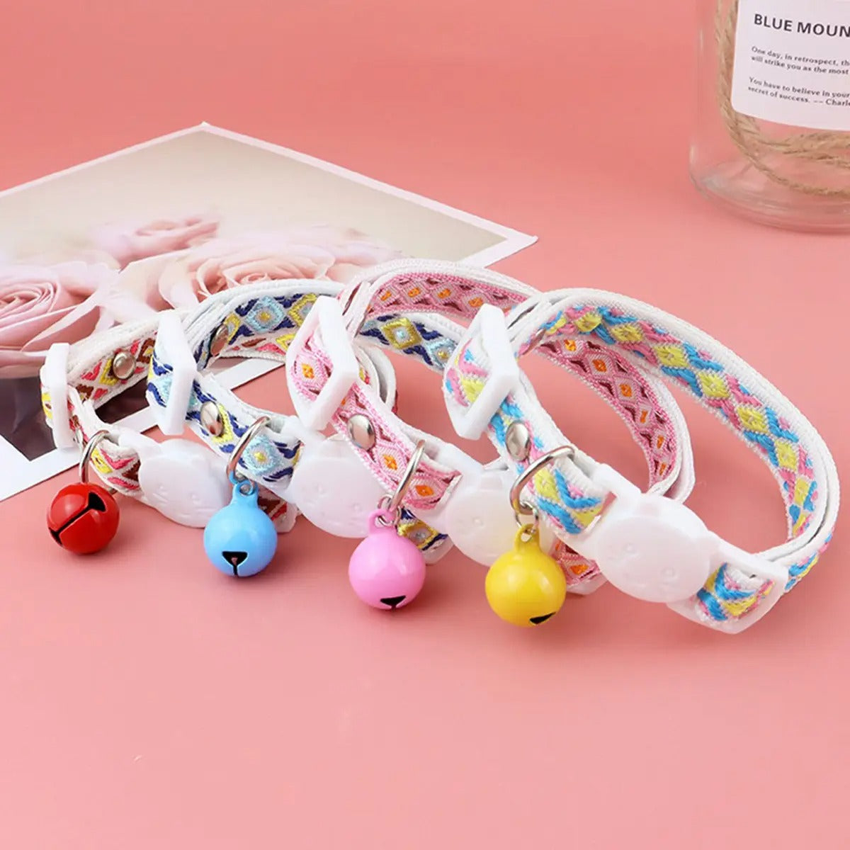 Colorful woven cat&dog collar (with bell tassel)_CWMM5968