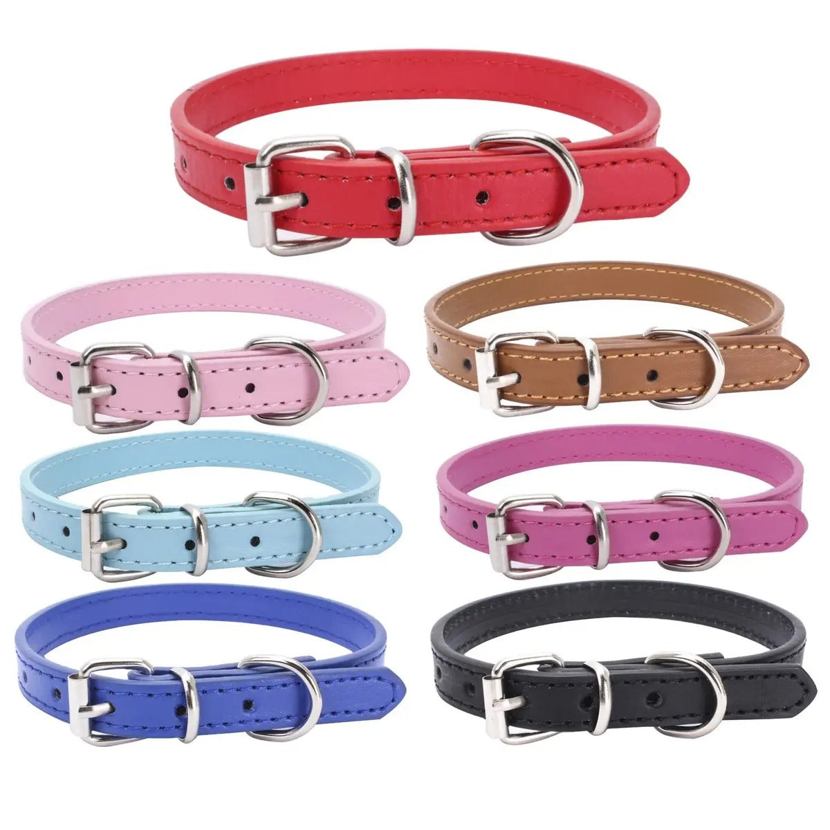 Minimalist Metal Buckle Solid Color Dog Collar_CWMM5975