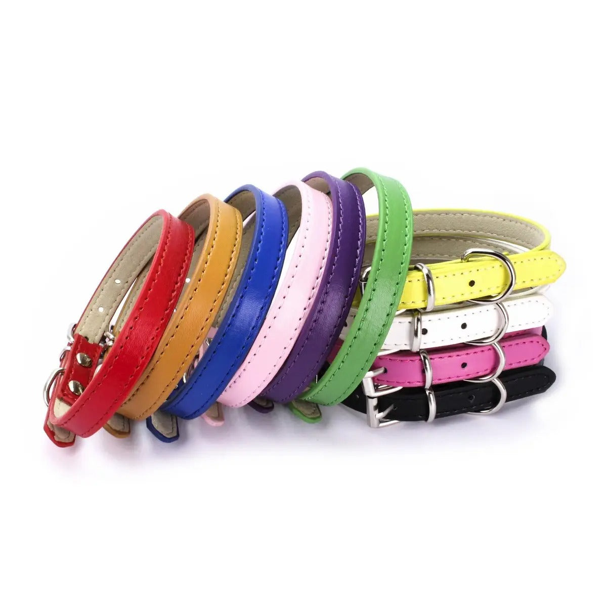 Minimalist Metal Buckle Solid Color Dog Collar_CWMM5975