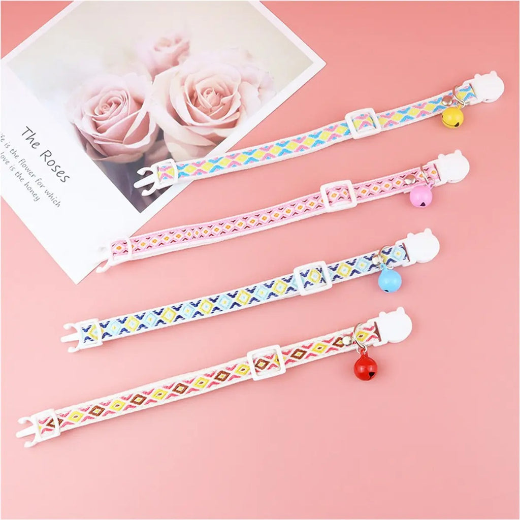 Colorful woven cat&dog collar (with bell tassel)_CWMM5968