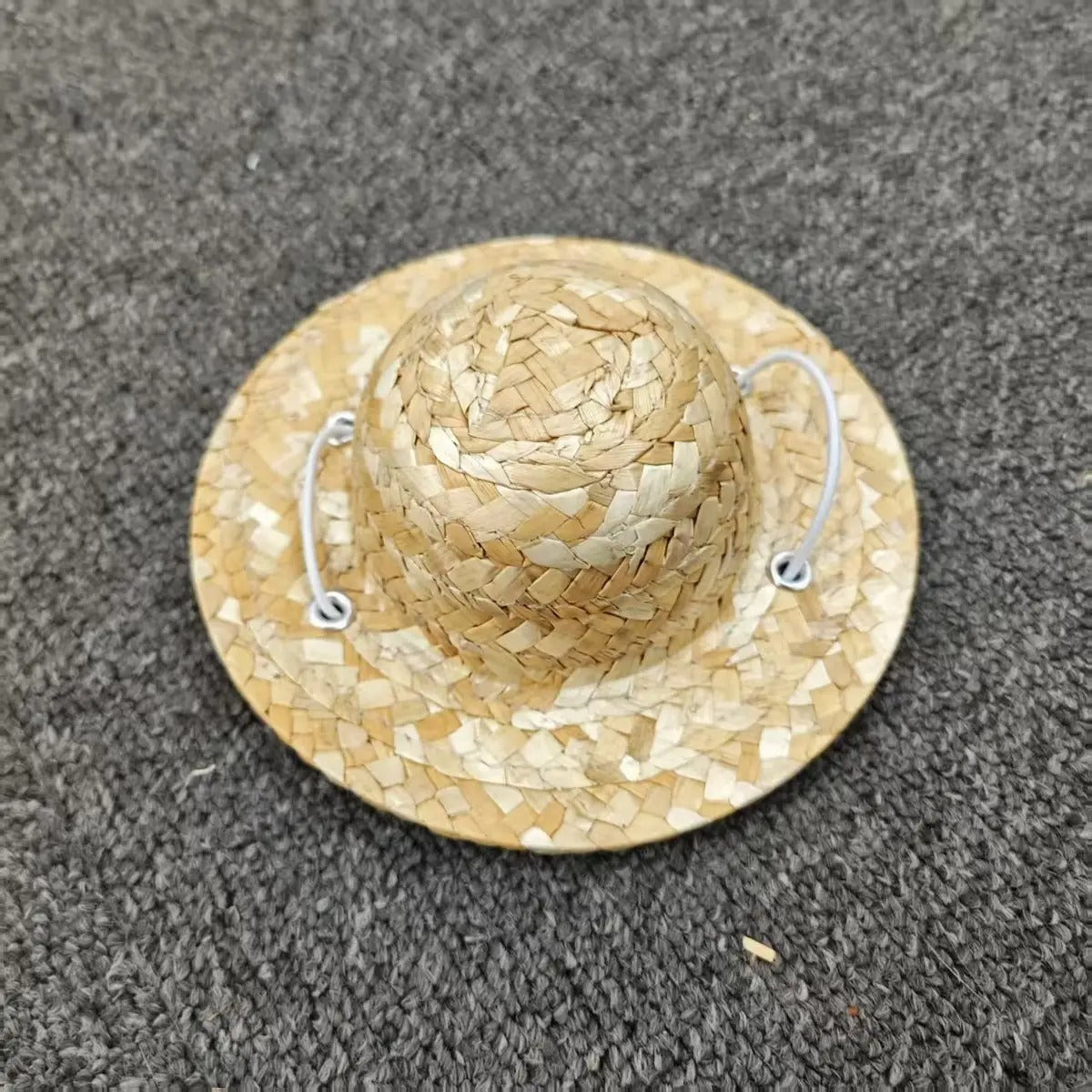 Handmade Straw Hat with Bamboo Prop for Dogs Cats_CWAH3715