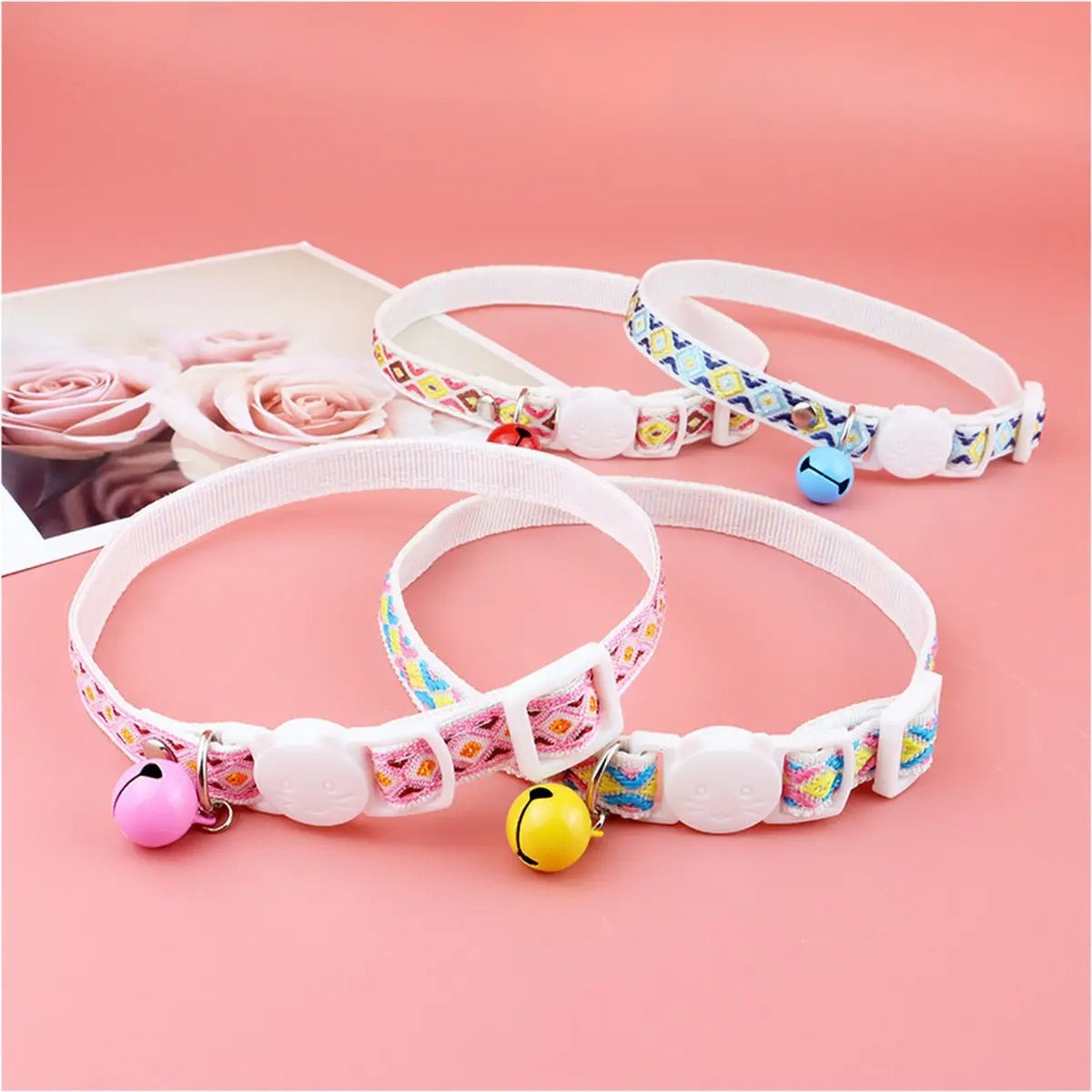 Colorful woven cat&dog collar (with bell tassel)_CWMM5968
