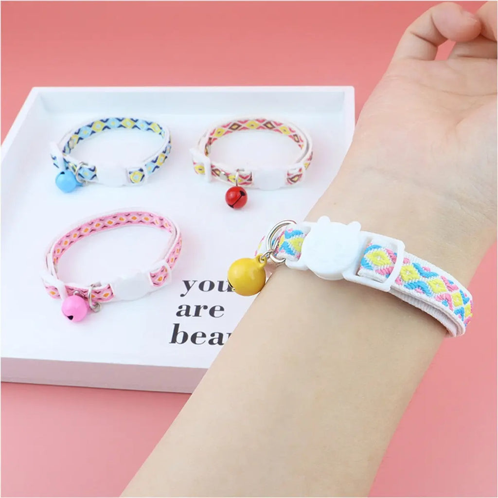 Colorful woven cat&dog collar (with bell tassel)_CWMM5968