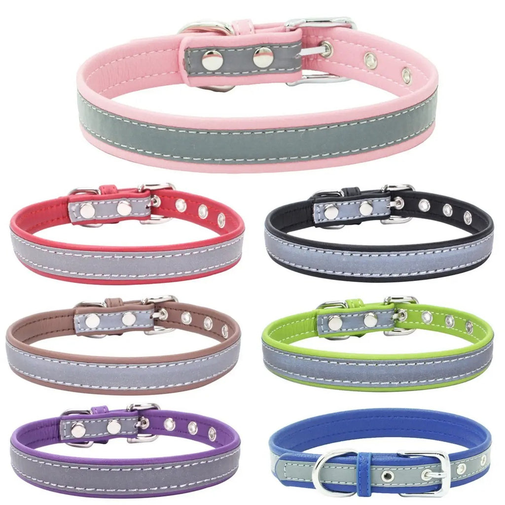 Comfort Leather Anti-Lost Reflective Dog Collar_CWMM5977
