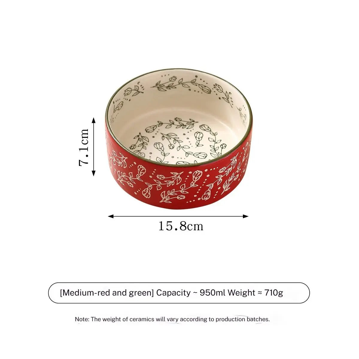 Boho Ceramic Pet Bowl with Wooden Stand_CWMM5944