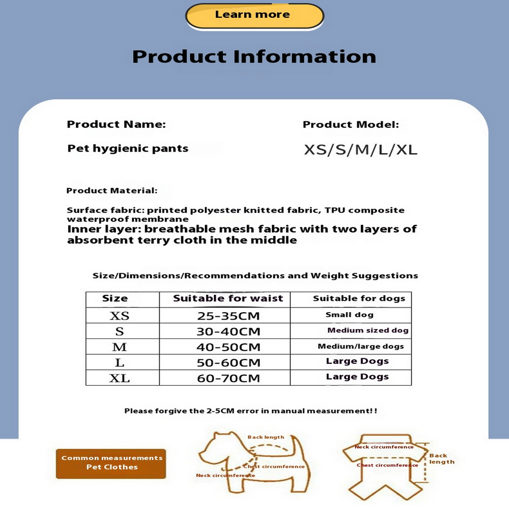 Dog Period Pants with Straps – Reusable Diaper_CWMM7303