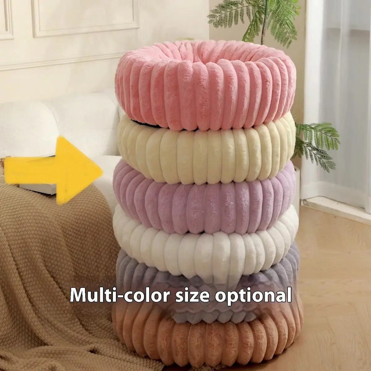 High-Density Faux Fur Round Pet Bed for Winter_CWMM5880