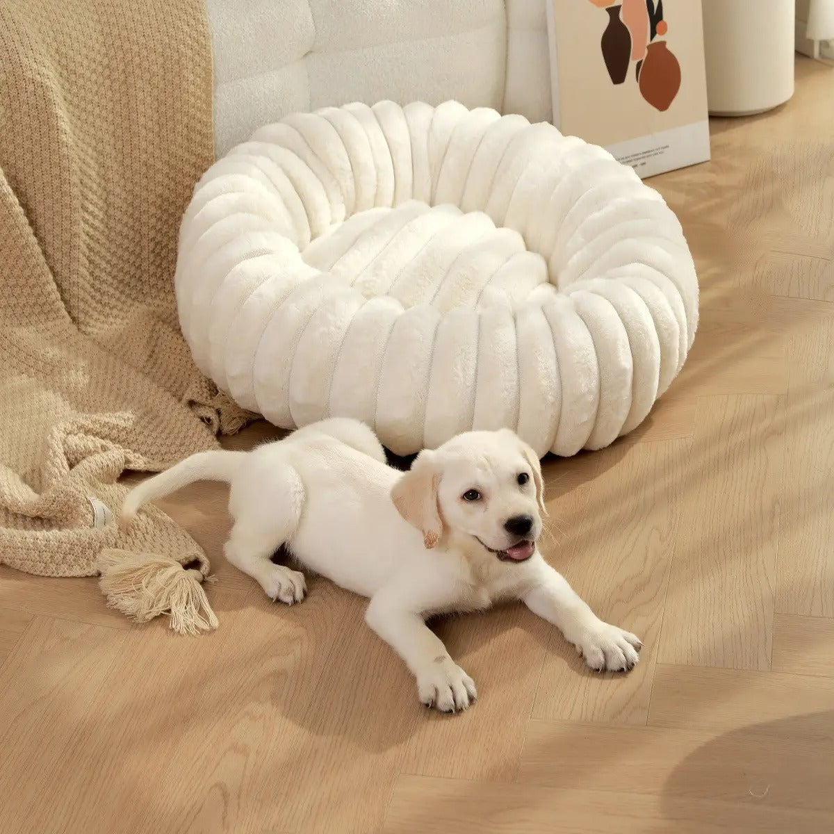 High-Density Faux Fur Round Pet Bed for Winter_CWMM5880