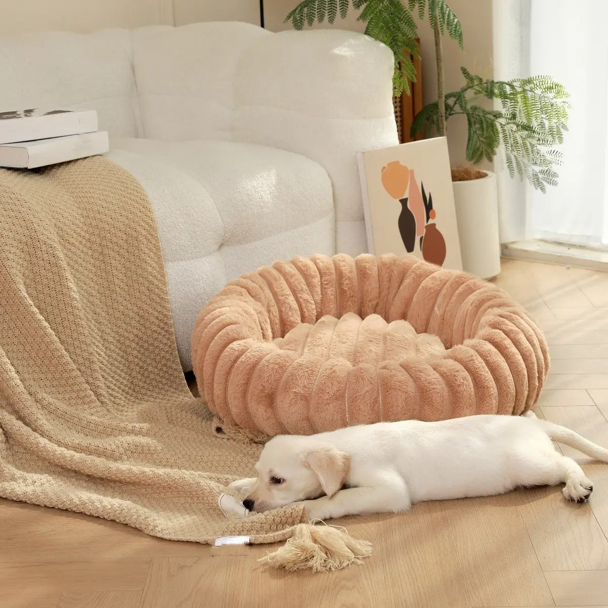 High-Density Faux Fur Round Pet Bed for Winter_CWMM5880