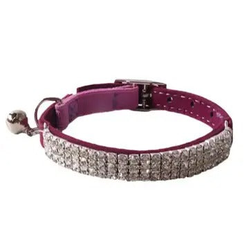 Sparkle Velvet Cat Collar with Bell & Rhinestones_CWMM7615