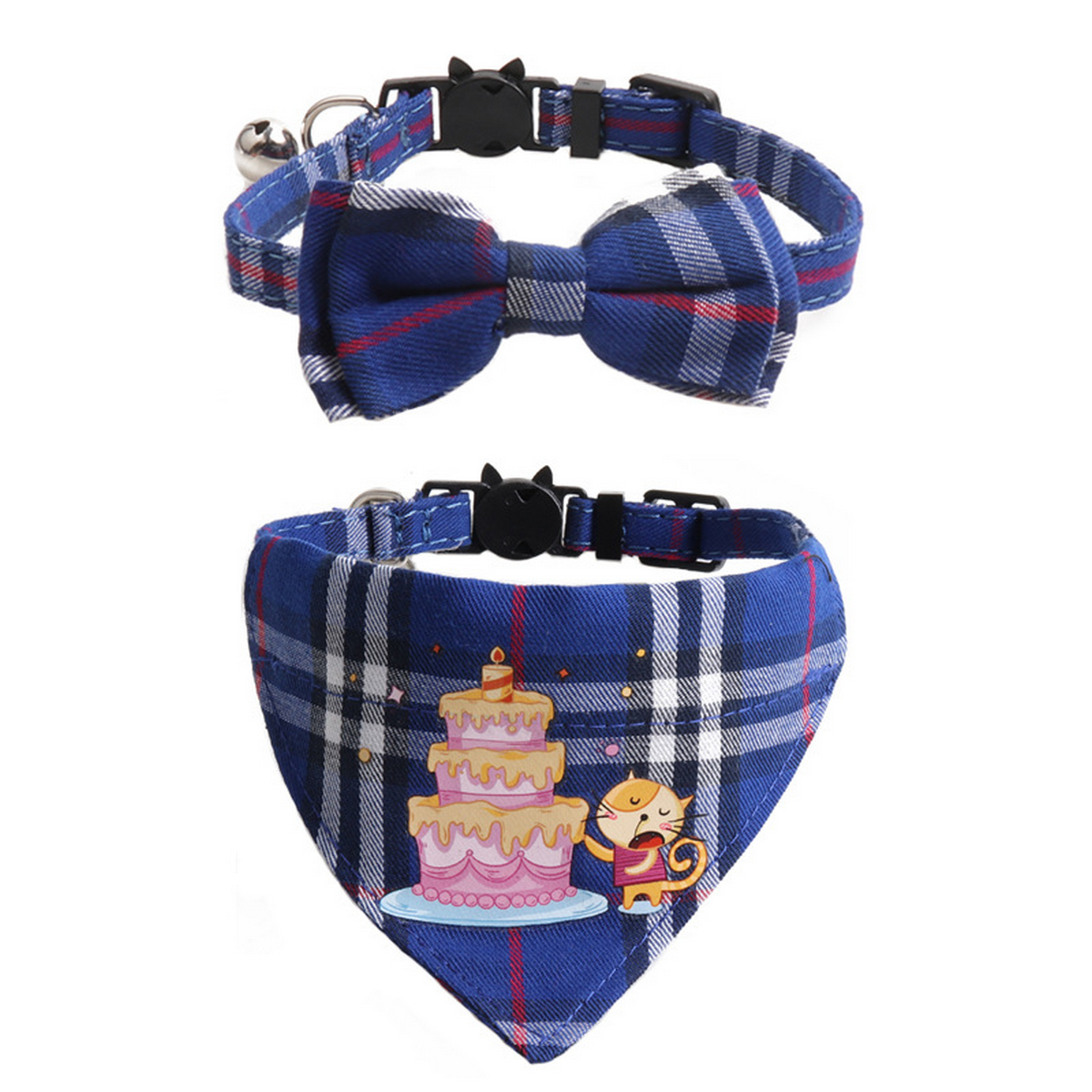 Cat Collar Set – Birthday Bow & Triangle Scarf_CWMM7768