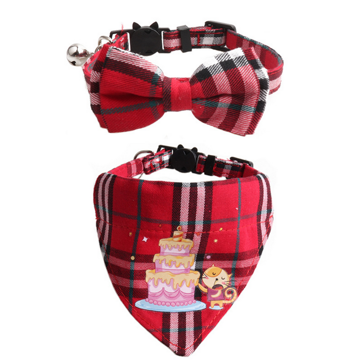 Cat Collar Set – Birthday Bow & Triangle Scarf_CWMM7768
