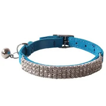 Sparkle Velvet Cat Collar with Bell & Rhinestones_CWMM7615
