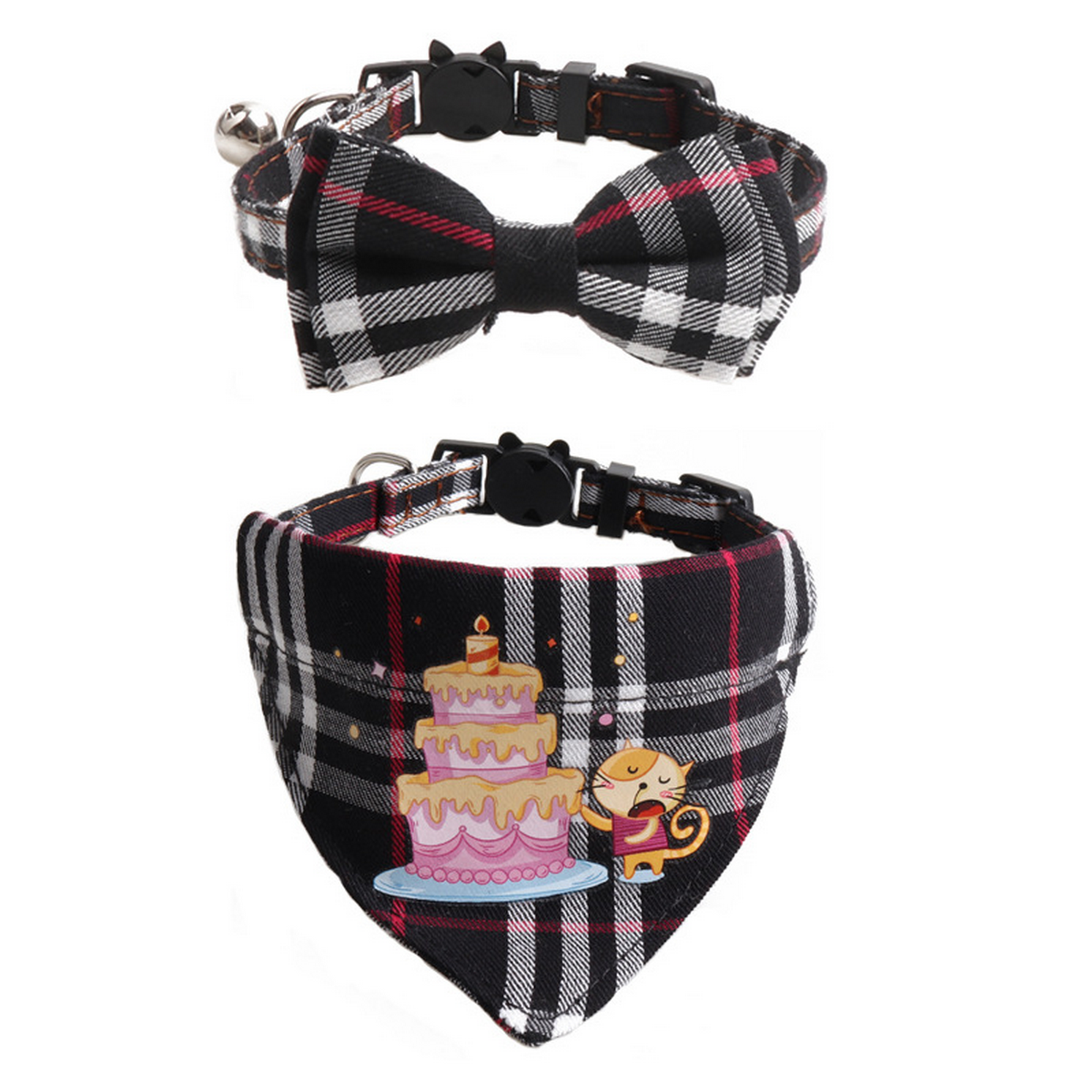 Cat Collar Set – Birthday Bow & Triangle Scarf_CWMM7768