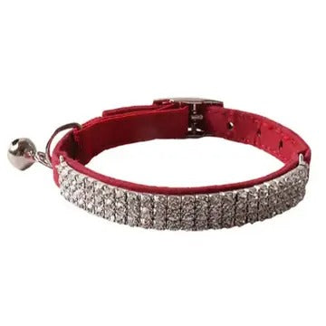 Sparkle Velvet Cat Collar with Bell & Rhinestones_CWMM7615