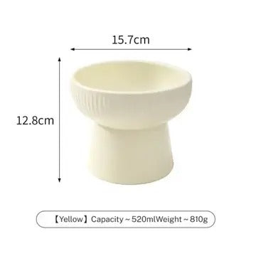 Striped Elevated Ceramic Pet Bowl for Cats & Dogs_CWMM5948