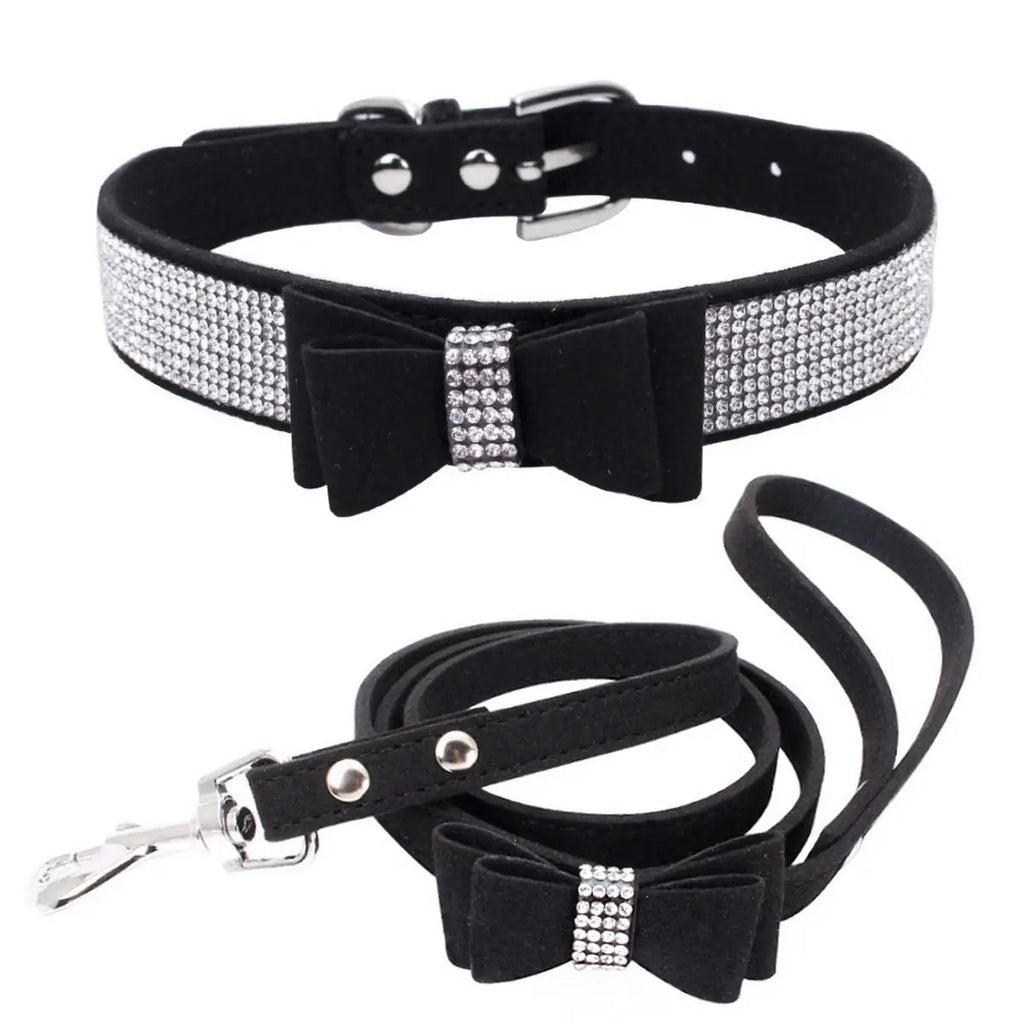 Bling Rhinestone Dog & Cat Collar with Leash_CWMM5979