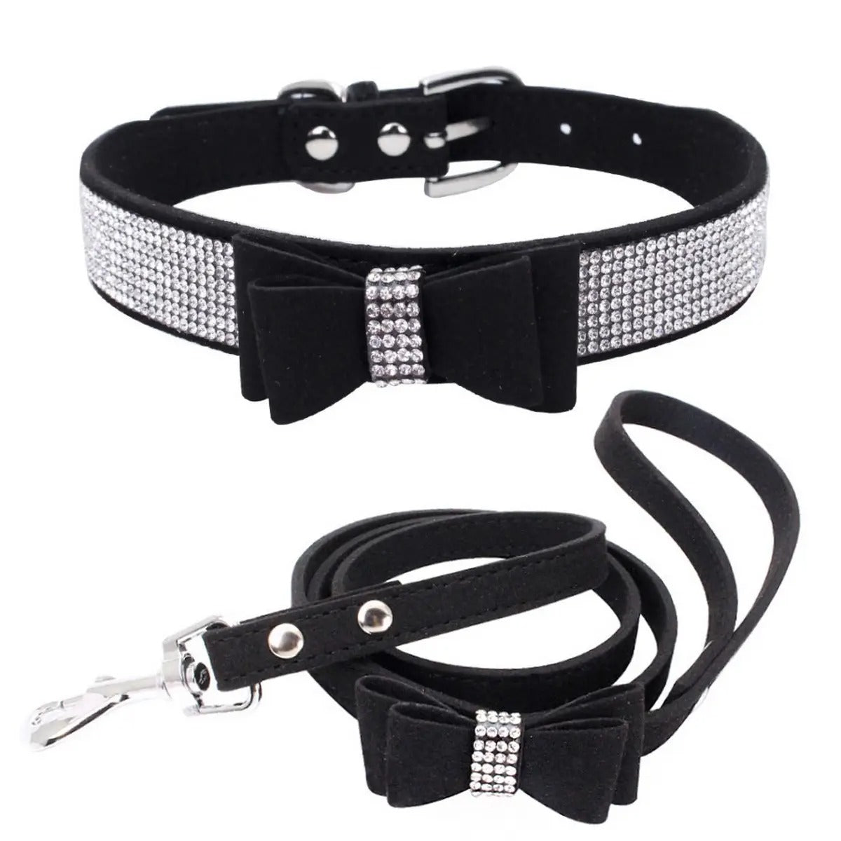 Bling Rhinestone Dog & Cat Collar with Leash_CWMM5979