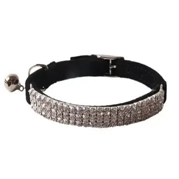 Sparkle Velvet Cat Collar with Bell & Rhinestones_CWMM7615