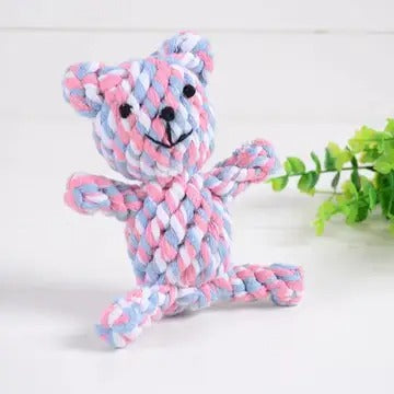 Teddy Bear Rope Dog Toy – Handmade Chew Toy_CWMM8035