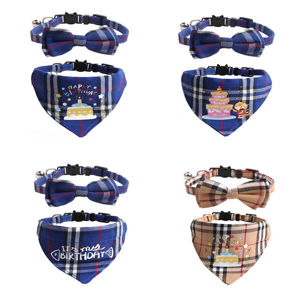 Cat Collar Set – Birthday Bow & Triangle Scarf_CWMM7768
