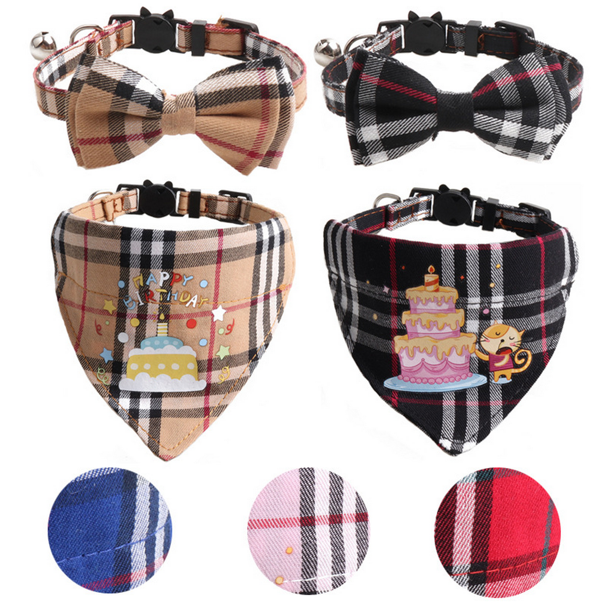 Cat Collar Set – Birthday Bow & Triangle Scarf_CWMM7768