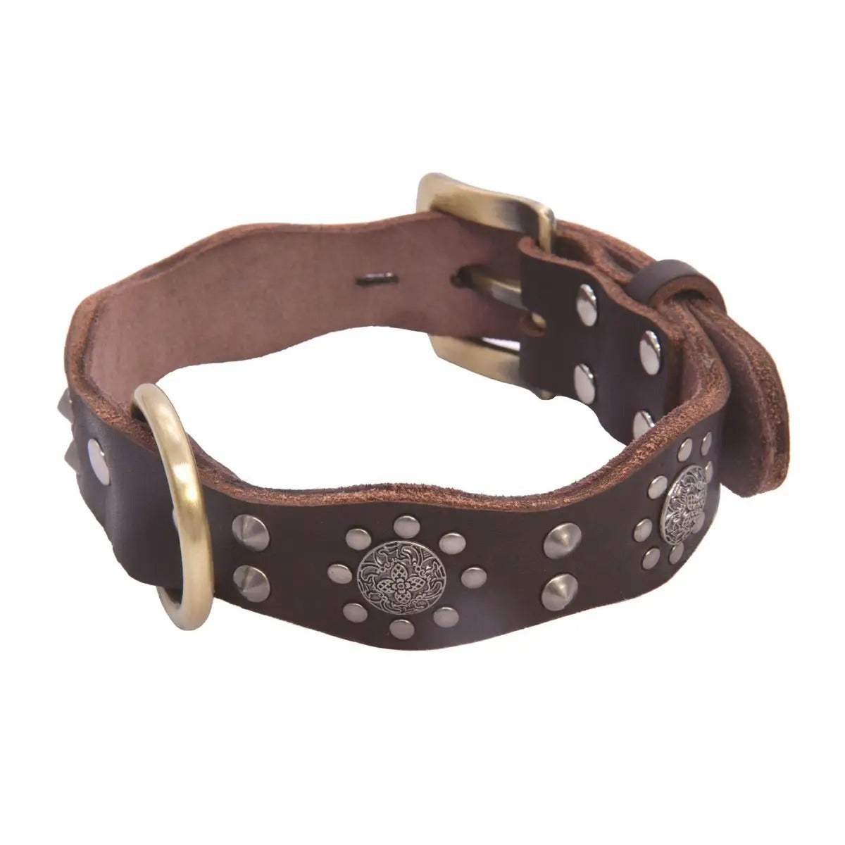 Vintage Studded Leather Dog Collar, Anti-Breakaway_CWMM7712