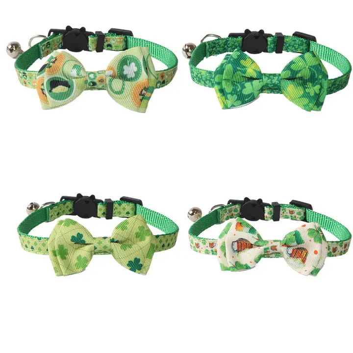 St. Patrick’s Day Cat Collar with Bow_CWMM7727