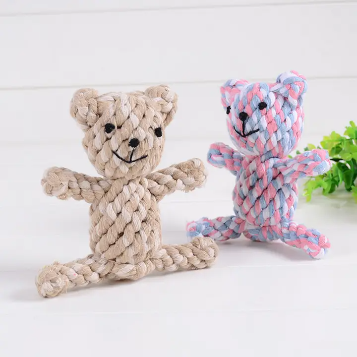 Teddy Bear Rope Dog Toy – Handmade Chew Toy_CWMM8035