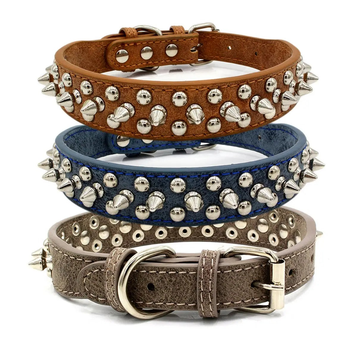 Anti-Bite Rivet Dog Collar for Large Dogs_CWMM5978