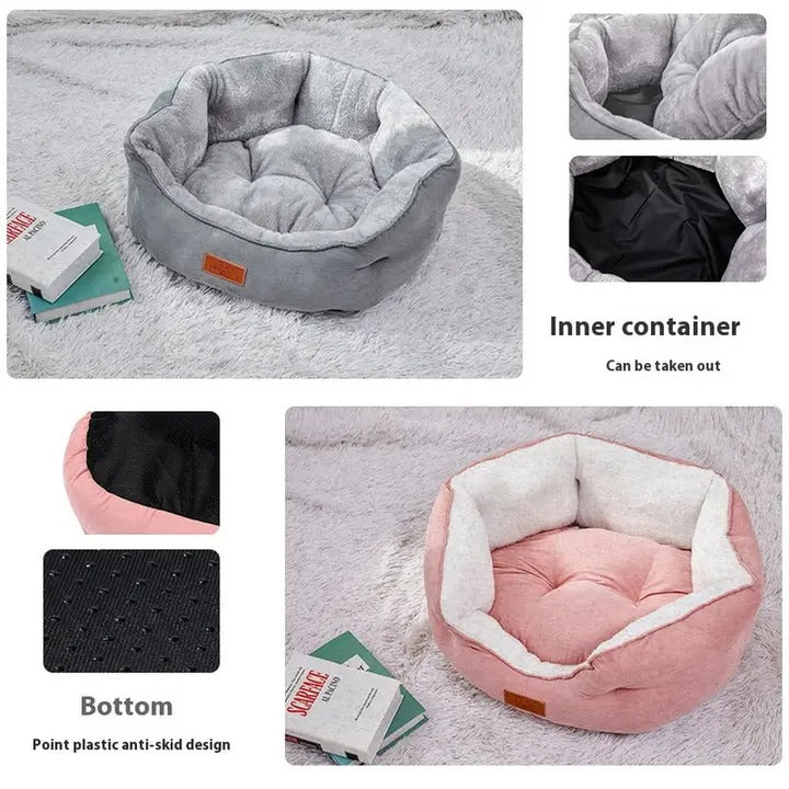 Suede Pet Bed, Semi-Enclosed Cat And Dog Mat_CWMM5282