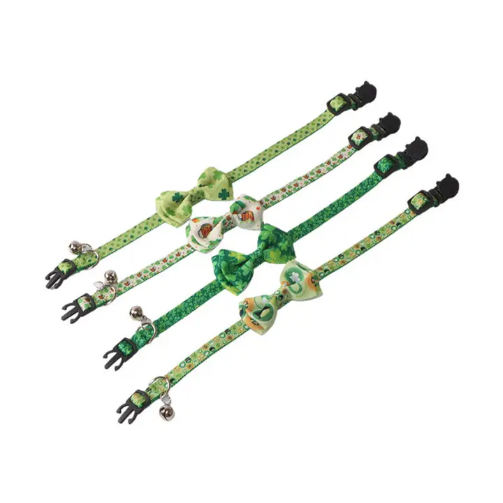 St. Patrick’s Day Cat Collar with Bow_CWMM7727