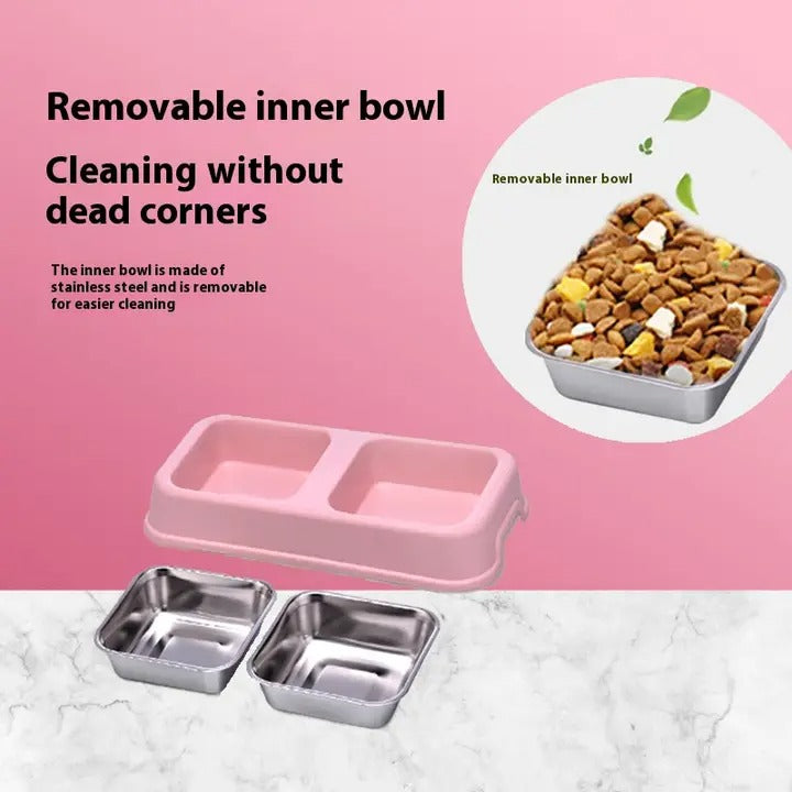 Square Pet Bowl Dual Removable Easy Clean Non-Slip_CWMM5167