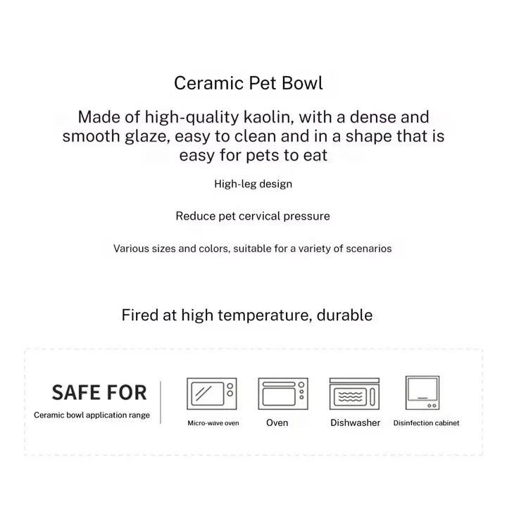 Striped Elevated Ceramic Pet Bowl for Cats & Dogs_CWMM5948