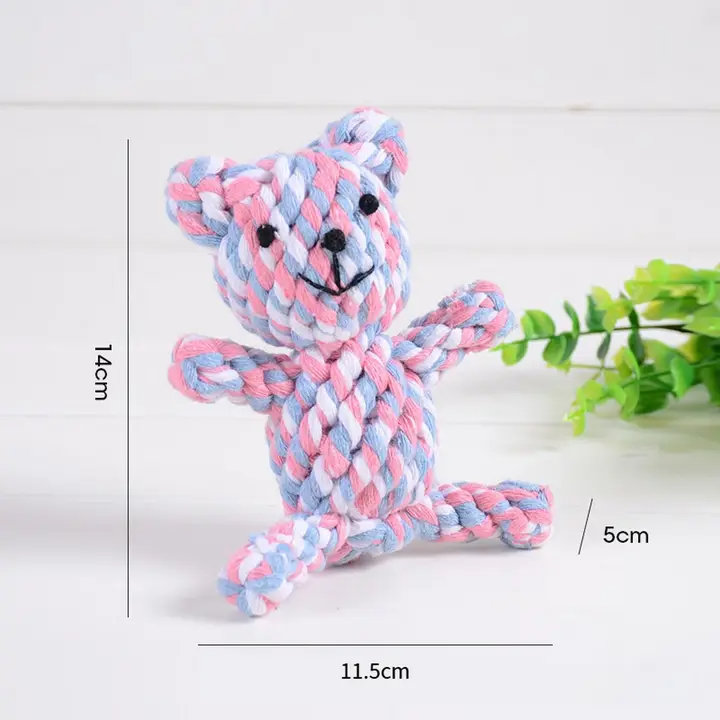 Teddy Bear Rope Dog Toy – Handmade Chew Toy_CWMM8035