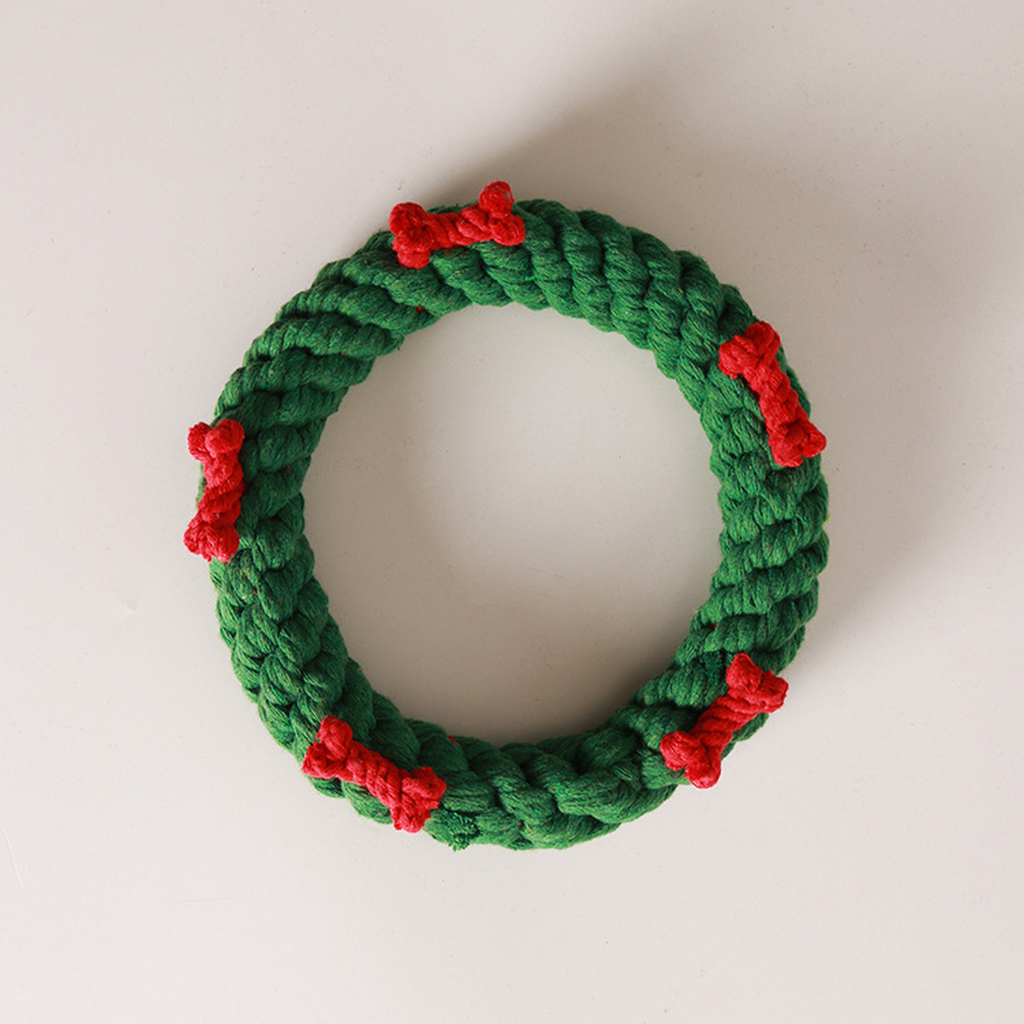 Handmade Xmas Rope Ring – Dog Chew Toy_CWMM8038