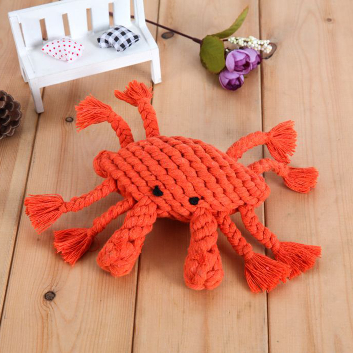 Handmade Crab Dog Toy – Cotton Rope Chew Toy_CWMM8060
