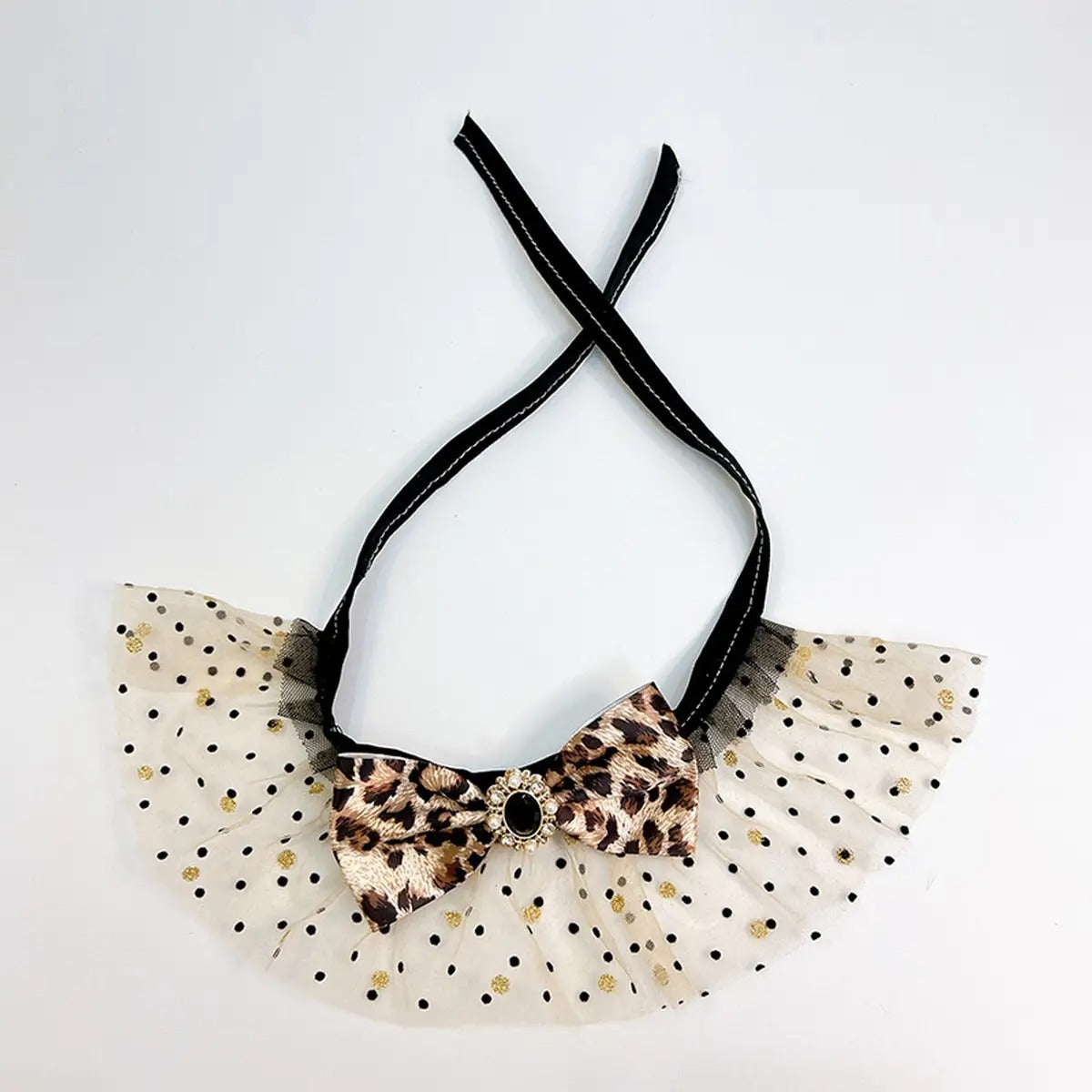 Lace Leopard Pet Collar – Princess Bow, Dog & Cat_CWMM8140