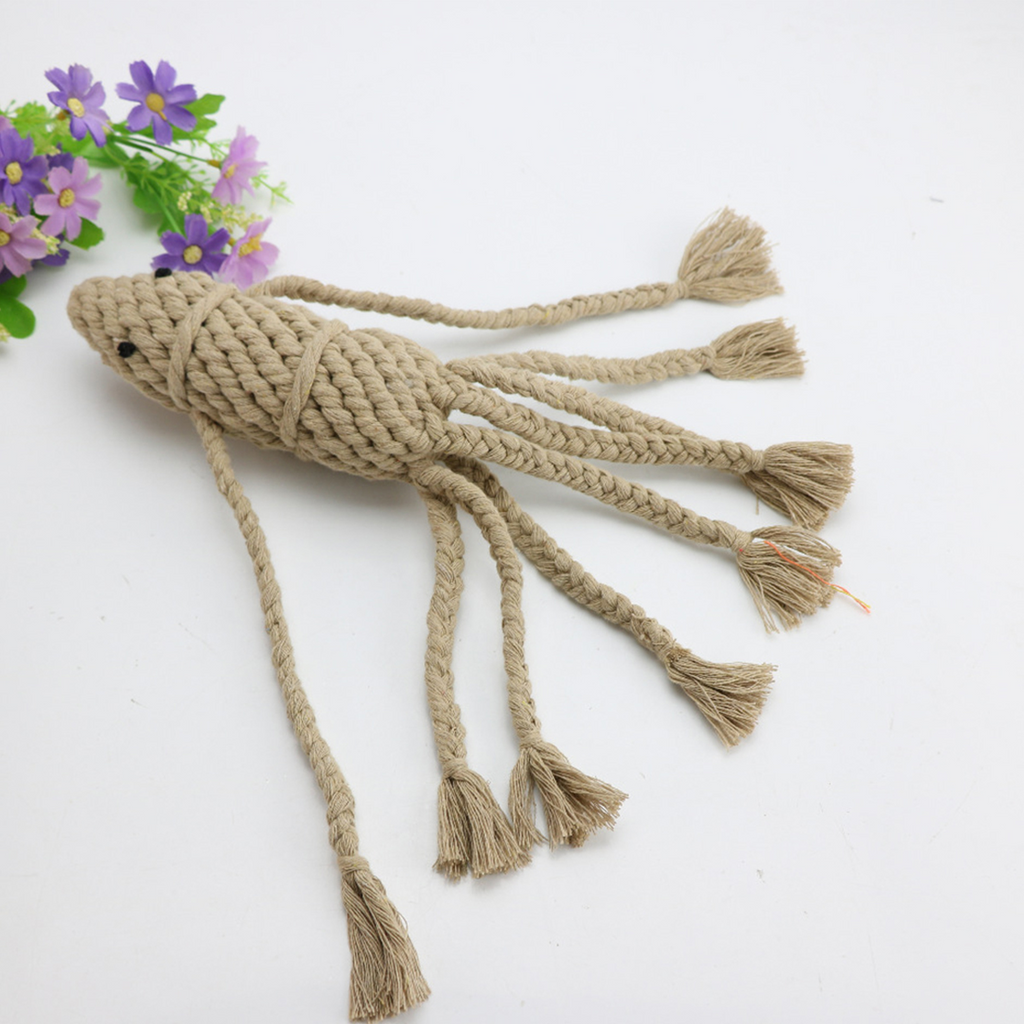 Handmade Cotton Squid Dog Chew Toy – Durable_CWMM8070