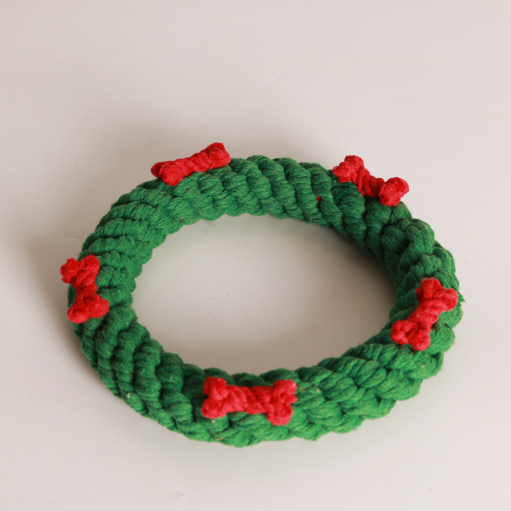 Handmade Xmas Rope Ring – Dog Chew Toy_CWMM8038