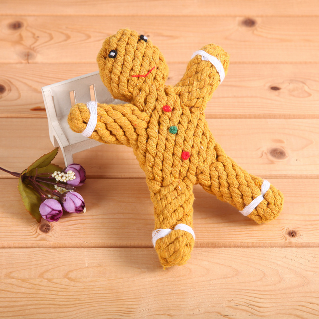 Gingerbread Man Rope Dog Toy – Dental Chew_CWMM8037